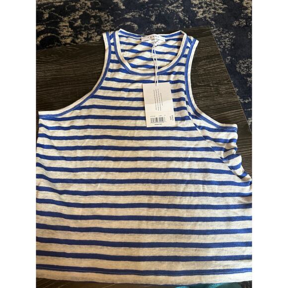 NWT FRAME Ringer Tank Top in Blue and White Sz. M - Picture 1 of 5